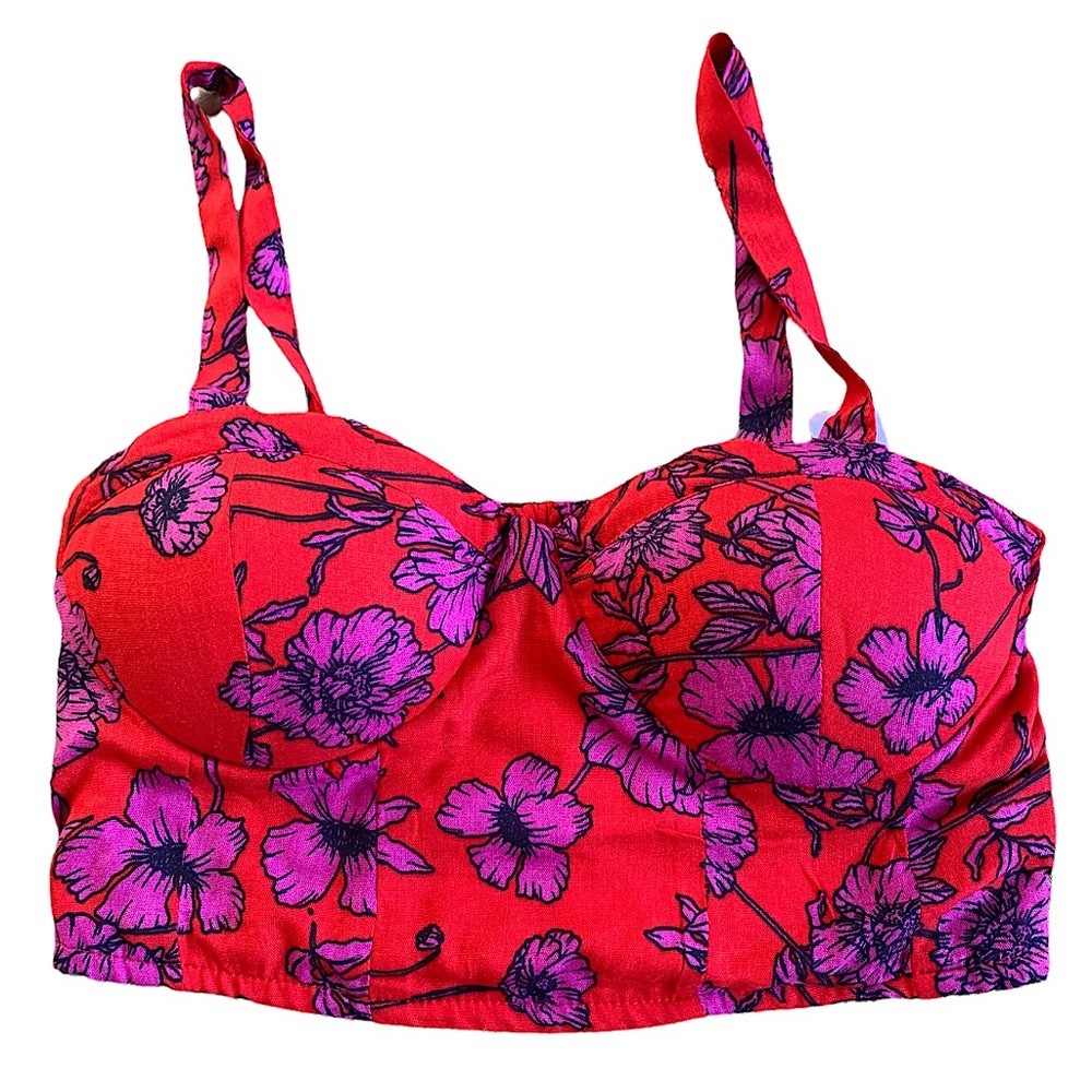 B•O•G Collective Floral Brami in Red. Size XS. NWOT